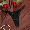 thumbnail image 1 of HAYIMI Satin Adjustable Womens Underwear Panties Low Rise Thong Underwear With Bow Detail Comfortable Breathable Solid Color Underpants, 1 of 3