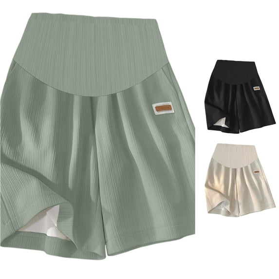 HAYIMI Shorts Women Maternity Support High Waist Stretch Breathable Casual Summer Pregnancy Bottom Solid Color Dressy 2026 Vacation Beach Bottoms, Light Green, L