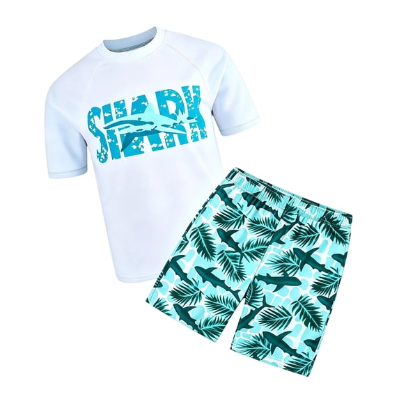 HAYIMI Summer Boy Beach Printed O-Neck Short Sleeve T-Shirts With Shorts Outfit Sets For Playful Summer Breathable Clothes Sets