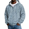 thumbnail image 1 of HAYIMI Sweatshirts Men Casual Leopard Pattern Zip Front Hoodie Drawstring Hood Pocket Long Sleeve Relaxed Streetwear Jacket Cozy Tops, 1 of 4