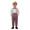 thumbnail image 1 of HAYIMI Toddler Boys Long Sleeve Solid Color T Shirt Tops Suspenders Pants Child Kids Gentleman Outfit Sets Versatile Clothes Sets, 1 of 6
