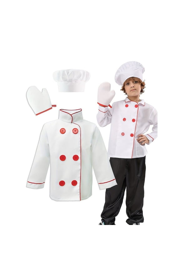 Toddler Kids Chef Holiday Baking Boys Girls Pretend Play Career Dress Up Outfit Fashionable Child O-Neck Cartoon Clothes Sets