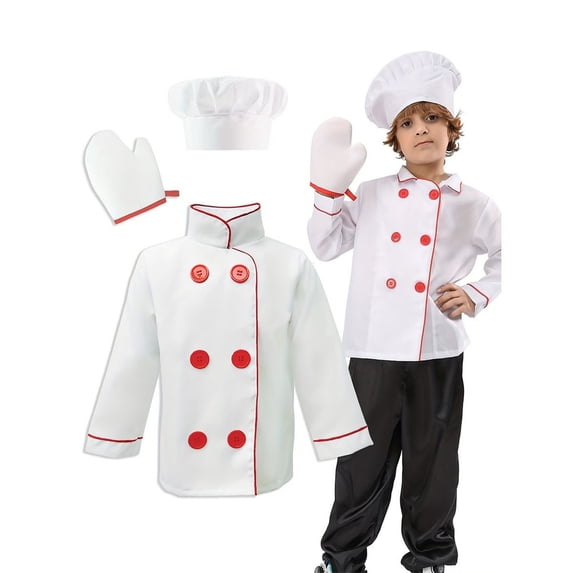 HAYIMI Toddler Kids Chef Holiday Baking Boys Girls Pretend Play Career Dress Up Outfit Fashionable Child O-Neck Cartoon Clothes Sets