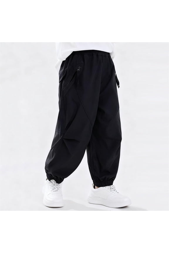 Toddler Pants Boys Casual Jogger Pants Elastic Ankle Cargo Trousers Kids Youth Teenage Boys Loose Fit Comfortable Outdoor School Wear Stylish Solid Color Daily Slacks