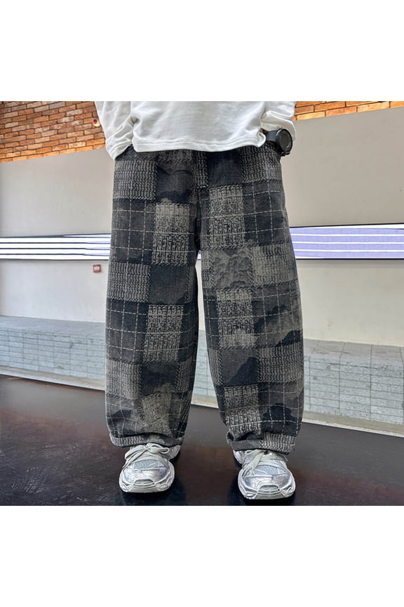Toddler Pants Boys Casual Straight Leg Pants Classic Plaid Pattern Fall Trousers Kids Comfortable Blend Long Pants Comfort Solid Color Daily Slacks