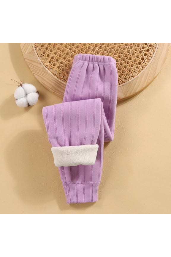 Toddler Pants Boys Thermal Base Layer Pants Winter Warm Fuzzy Tights Kids Stretch Fit Mid Waist Long Bottoms For Cold Weather Indoor Outdoor Adorable Solid Color Daily Casual Trousers