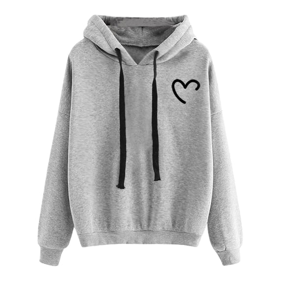 HAYIMI Women Autumn Winter Hoodie Sweatshirt Pullover Tops Long Sleeved Comfortable Oversized Heart Printed Trendy Daily Wear