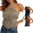 thumbnail image 1 of HAYIMI Women Bohemian Tank Tops With Studded Embellishments For Lightweight Relaxed Fit Camisole Halter Neck Summer Solid Color Sleeveless Leisure Vests, 1 of 4