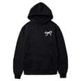 thumbnail image 1 of HAYIMI Women Bowknot Print Sweatshirt Oversized Hoodie Loose Long Sleeve Pullover with Drawstring Pocket Vintage Graphic Hooded Tops for Fall Winter Daily Walking, 1 of 4