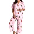 thumbnail image 1 of HAYIMI Women Christmas 2 Piece Pajama Set, Short Sleeve Lapel Button-Down Tops And Pants Set, Xmas Print Loungewear Sleepwear For Relaxed Evenings, 1 of 7