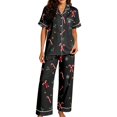 thumbnail image 1 of HAYIMI Women Christmas 2 Piece Pajama Set, Short Sleeve Lapel Button-Down Tops And Pants Set, Xmas Print Loungewear Sleepwear For Relaxed Evenings, 1 of 7