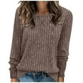 thumbnail image 1 of HAYIMI Women Crew Neck Ribbed Knit Tops Long Sleeve Slim Fit Soft Stretchy Casual Fall Winter Pullover Shirt Dailywear, 1 of 6