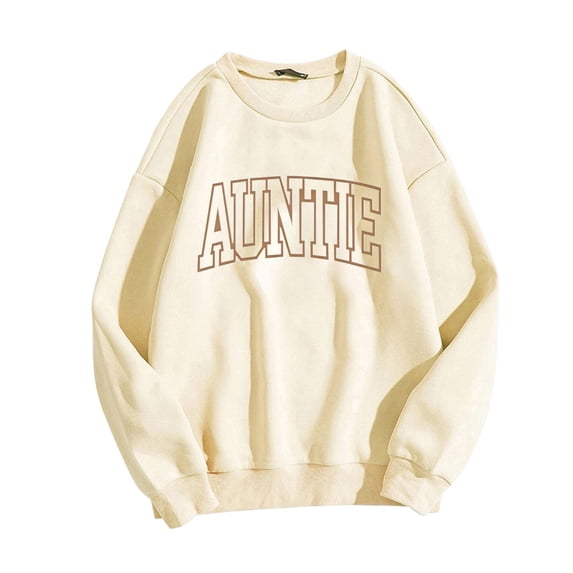 HAYIMI Women Crewneck Sweatshirt Vintage Letter Print Long Sleeve Loose Fit Casual College Style Pullover Tops Holiday Dailywear