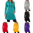 thumbnail image 1 of HAYIMI Women Hoodies Sweatshirts Casual Long Sleeve Pocket Hoodie Dress Fall Winter Solid Color Oversized Stylish Tops Streetwear, 1 of 8
