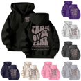 thumbnail image 1 of HAYIMI Women Letter Print Hooded Zip Up Sweatshirt Streetwear Loose Fit Hoodie Long Sleeve Oversized Holiday Tops, 1 of 5
