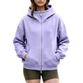 thumbnail image 1 of HAYIMI Women Oversized High Collar Zip Up Hoodie Loose Long Sleeve Jacket with Pocket Soft Casual Sweatshirt for Fall Winter Outdoor Walking, 1 of 5