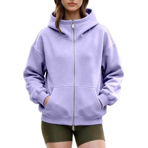 HAYIMI Women Oversized High Collar Zip Up Hoodie Loose Long Sleeve Jacket with Pocket Soft Casual Sweatshirt for Fall Winter Outdoor Walking
