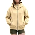 thumbnail image 1 of HAYIMI Women Oversized High Collar Zip Up Hoodie Loose Long Sleeve Jacket with Pocket Soft Casual Sweatshirt for Fall Winter Outdoor Walking, 1 of 5