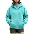 thumbnail image 1 of HAYIMI Women Oversized High Collar Zip Up Hoodie Loose Long Sleeve Jacket with Pocket Soft Casual Sweatshirt for Fall Winter Outdoor Walking, 1 of 6