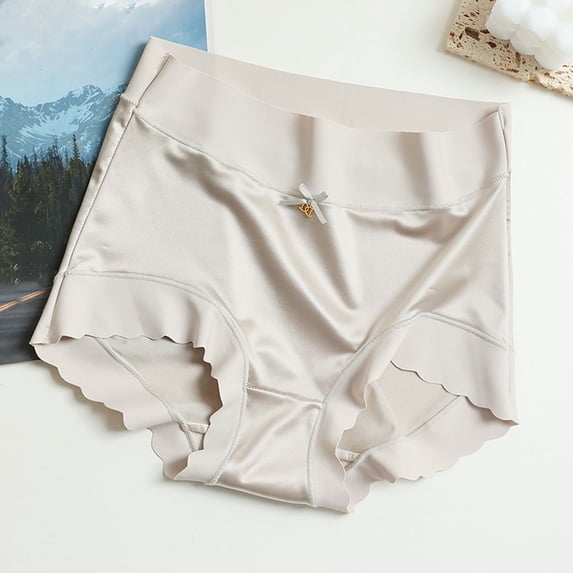 HAYIMI Women Satin High Waist Panties Plus Size Seamless Underwear With Silk Lined Cute Comfortable Full Coverage Breathable Solid Color Underpants