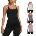 thumbnail image 1 of HAYIMI Women Seamless Workout Tank Tops Spaghetti Strap With Built In Bra And Side Pockets For Yoga Running Fitness Dance Summer Round Neck Solid Color Sleeveless Relaxed Fit Camisole, 1 of 7