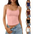 thumbnail image 1 of HAYIMI Women Spaghetti Strap Built In Bra Camisole With Lace Shelved Cups Double Layer Adjustable Straps Everyday Layering Tank Tops Summer Round Neck Solid Color Sleeveless Stylish Vests, 1 of 4