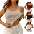 thumbnail image 1 of HAYIMI Women Spaghetti Strap Built In Bra Camisole Tank Tops For Seamless Comfort Stretch Sleeveless With Removable Padding And Backless Design Summer Round Neck Solid Color Comfort Vests, 1 of 9