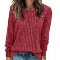 thumbnail image 1 of HAYIMI Women Square Neck Ribbed Knit Tops Long Sleeve Slim Fit Soft Stretchy Casual Fall Winter Pullover Shirt Dailywear, 1 of 5