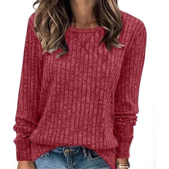 HAYIMI Women Square Neck Ribbed Knit Tops Long Sleeve Slim Fit Soft Stretchy Casual Fall Winter Pullover Shirt Dailywear