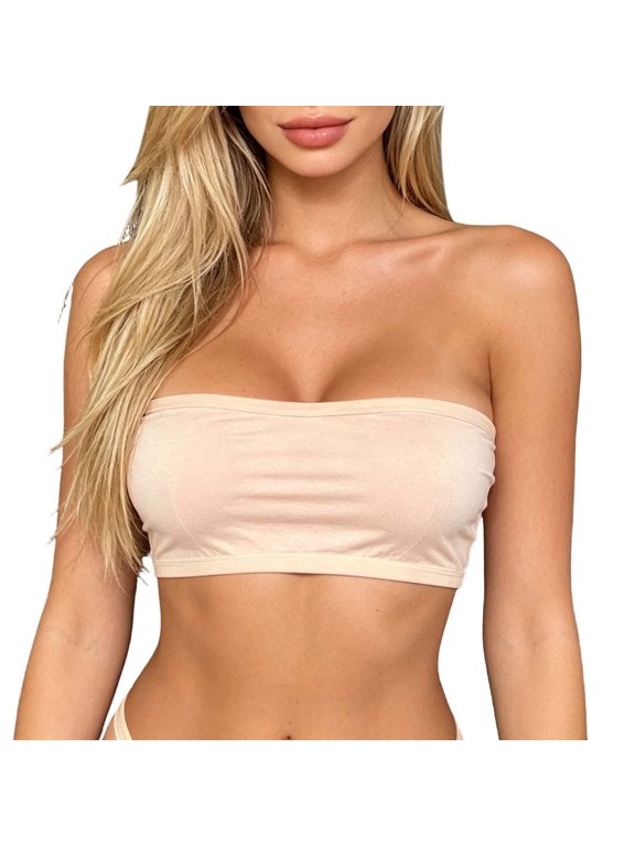 Women Strapless Bra Summer Tube Tops Strapless Undershirt Camisole For Students Plus Size Anti- Bralette