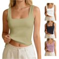 thumbnail image 1 of HAYIMI Women Stretch Camisole Tank Tops Soft Ribbed Knit Sleeveless Shirt Casual And Layering Square Neck Summer Solid Color Fashionable Vests, 1 of 5