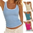 thumbnail image 1 of HAYIMI Women Striped Sleeveless Tank Tops Soft Fit Casual Camisole Summer Round Neck Cozy Vests, 1 of 4
