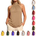 thumbnail image 1 of HAYIMI Women Summer Halter Neck Tie Strap Camisole Tank Tops Solid Color Sleeveless Casual Blouse Boho Vests, 1 of 6