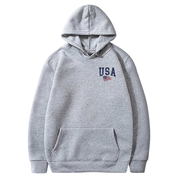 HAYIMI Women USA Print Sweatshirt Oversized Hoodie Loose Long Sleeve Pullover with Drawstring Pocket Vintage Graphic Hooded Tops for Fall Winter Daily Walking