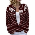 thumbnail image 1 of HAYIMI Womens Halloween Pumpkin Button‑Front Knit Cardigan Long Sleeve Geometric Loose Cozy Fall Fall Sweater, 1 of 5