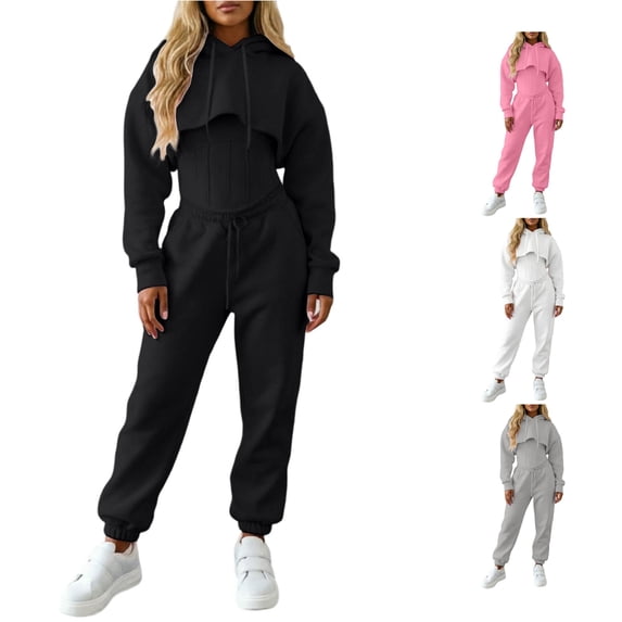 HAYIMI Womens Outfits Sets Elegant Knitwear With Hoodie Sleeveless Vest And Wide Leg Pants For Autumn Winter Casual 3 Piece Outfit Solid Color Versatile Clothes Sets
