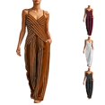 thumbnail image 1 of HAYIMI Womens Summer Outfits Sets 2 Pieces Striped Outfit Sleeveless Casual Tank Tops With High Neck And Matching Trousers Solid Color Breathable Clothing Sets, 1 of 5