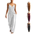 thumbnail image 1 of HAYIMI Womens Summer Outfits Sets 2 Pieces Striped Outfit Sleeveless Casual Tank Tops With High Neck And Matching Trousers Solid Color Classic Clothing Sets, 1 of 5