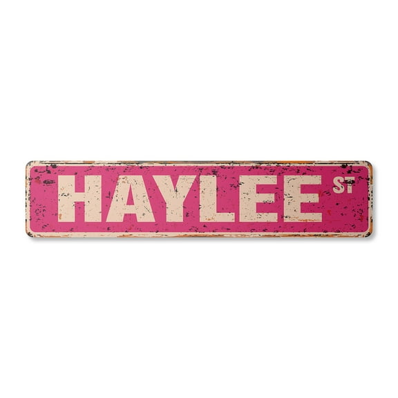 HAYLEE Vintage Plastic Street Sign Childrens Name Room Sign | Indoor/Outdoor |  30" Wide