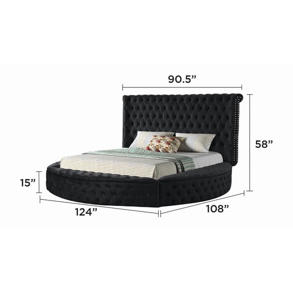 HAZEL King Size Tufted Upholstery Storage Bed made with Wood in Black(NJ INVENTORY)