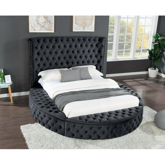 HAZEL Queen Bed Featuring Button Tufting, Side Rail & Footboard Storage (NJ INVENTORY)