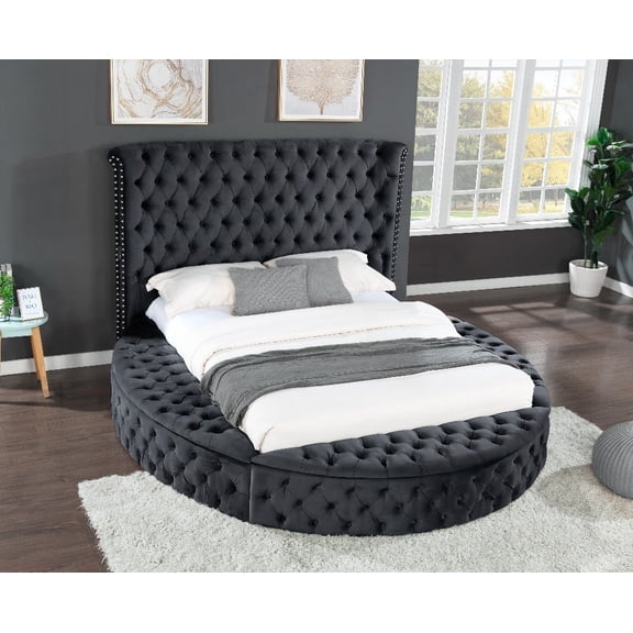 HAZEL Velvet Queen Bed - USB Port & Storage