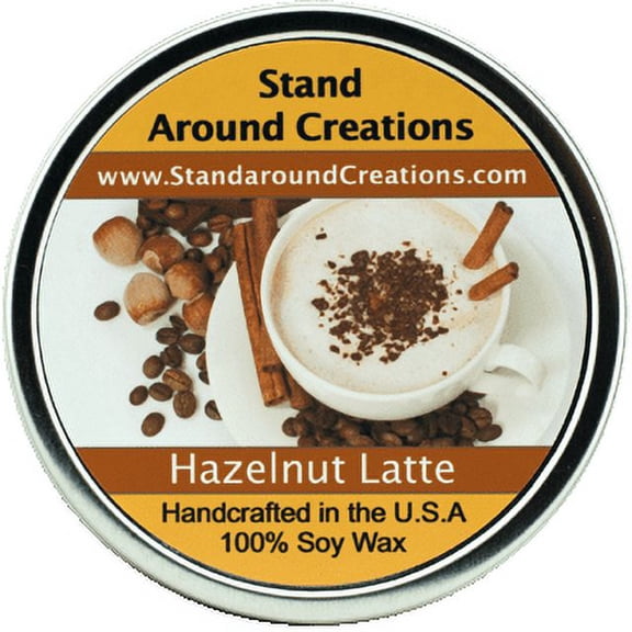 HAZELNUT LATTE' TIN 16-OZ. ALL NATURAL SOY CANDLE
