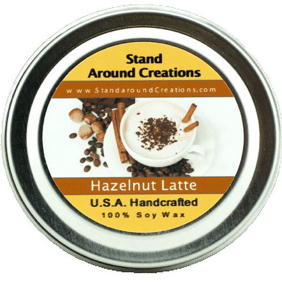 HAZELNUT LATTE' TIN 4-OZ. ALL NATURAL SOY CANDLE