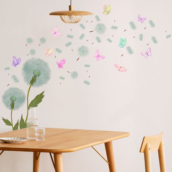 HAZIUA Under $5 Dandelion Wall Decals Flying Flowers Butterflies Wall Stickers Removable Colorful Dandelions Wallpaper Peel And Stick Art Mural For Classroom Kids Bedroom Bathroom Nursery