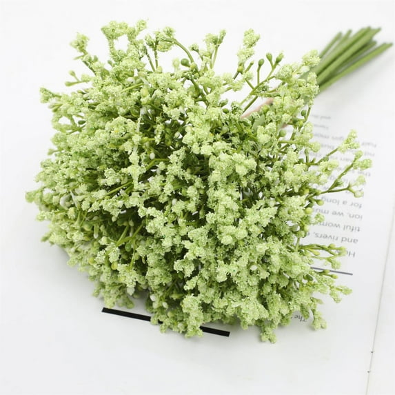 HAZIUA Artificial 12pcs Babys Breath Artificial Flowers for Decoration Gypsophila Bouquet for Flower Arrangement Light 13.4*3.9 in Green
