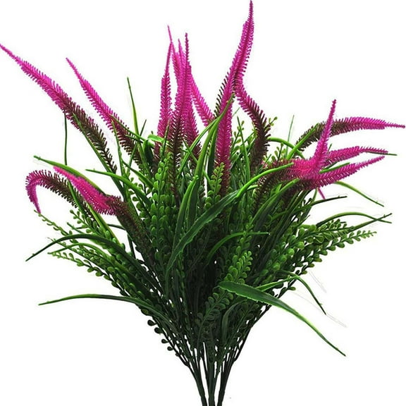 HAZIUA Artificial Plants Flowers Outdoor Plants Faux Plastic Greenery Shrubs Indoor Outside for Home Decor 4Pcs 15.7*7.9 in Purple