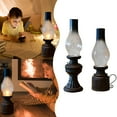 thumbnail image 1 of HAZIUA Black Retro Resin Glass Cover Kerosene Lamp Household Candlestick Candle Holder Home Decoration Supplies 8.3*7.5 in B, 1 of 6