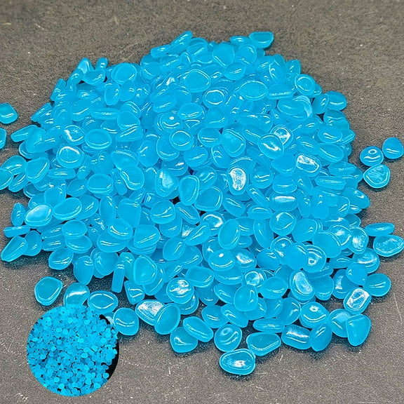 HAZIUA Glow In the Dark Garden Pebbles Stones for Yard and Walkways Decor DIY Decorative Luminous Stones(600 PCS) 6.3*4.3 in Blue
