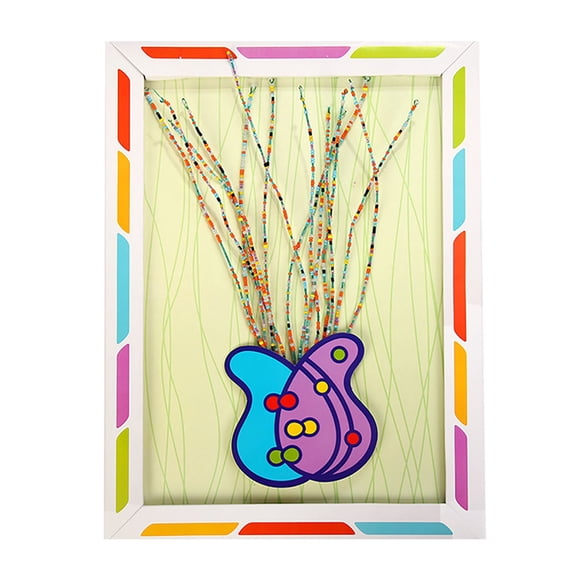 HAZIUA Kids 3D Picture Frame Flower Art Craft Kits Button Bouquet DIY Mother's Day Gift 9.4*11.8 in C